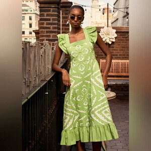 love label anthro Arya Opaline Ruffle Sundress Peasant Midi milkmaid Cottagecore